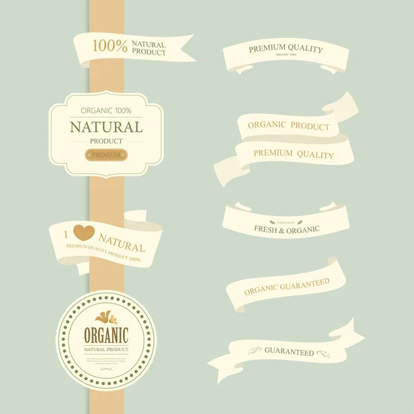 Set of natural label and organic label. vintage labels and badges design. — Stock Vector