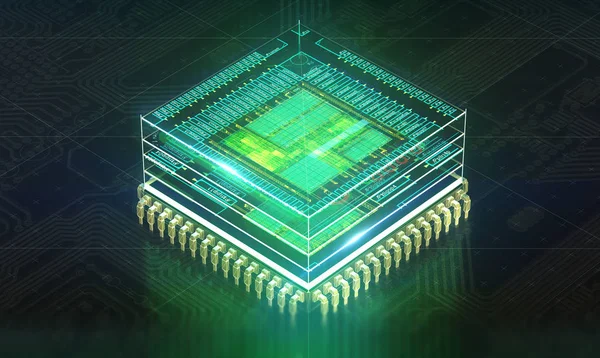 Circuit board. Electronic computer hardware technology. Motherboard digital chip. Tech science EDA background. Integrated communication processor. Information CPU engineering 3D background — Stock Photo, Image