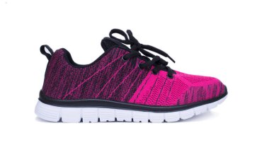 Pembe ve siyah beyaz arka plan üzerinde izole kadın ayakkabı spor.