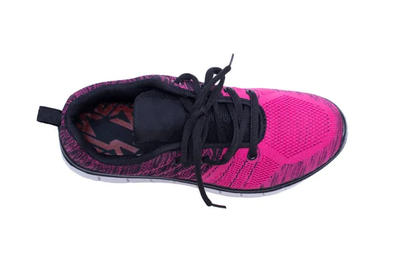 白い背景で隔離のピンクと黒のスポーツ女性靴. — ストック写真
