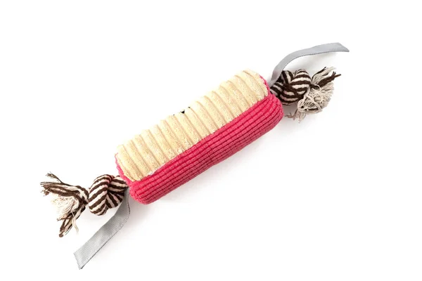 Juguete suave colorido con cuerda para dientes de perro aislados sobre fondo blanco . —  Fotos de Stock