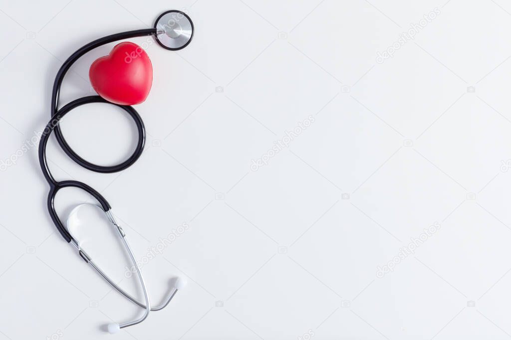 Doctor's stethoscope with red heart. Healthcare medical concept.