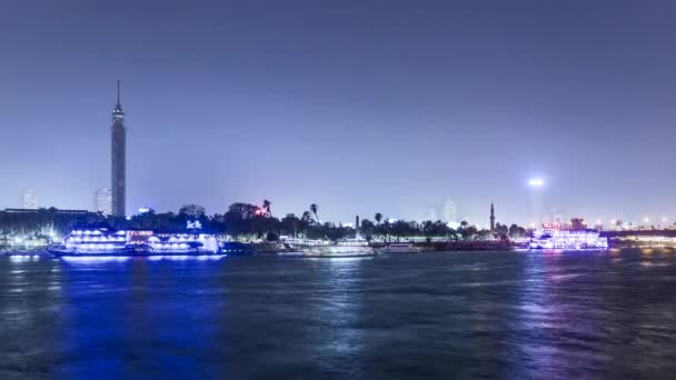El Cairo Río Nilo lapso de tiempo — Vídeo de stock
