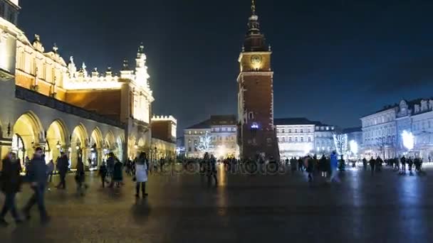 Zatrzymania Ruchu Upływ Czasu Sekwencji Zatłoczone Rynek Glowny Głównym Placu — Wideo stockowe