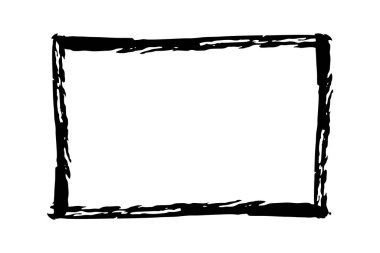 Siyah mürekkep fırçası ile boyanmış çerçeve afiş el