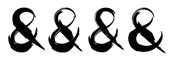 Handbemalte Balcktinte Ampersand-Symbole Set — Stockvektor