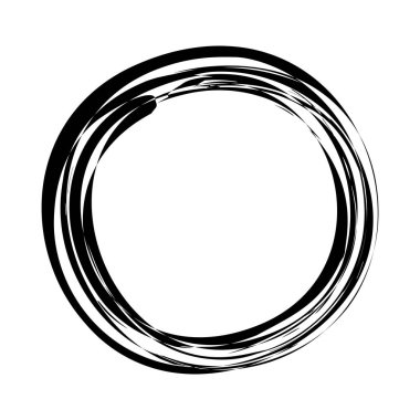 Siyah mürekkep fırçasıyla boyanmış yuvarlak el.