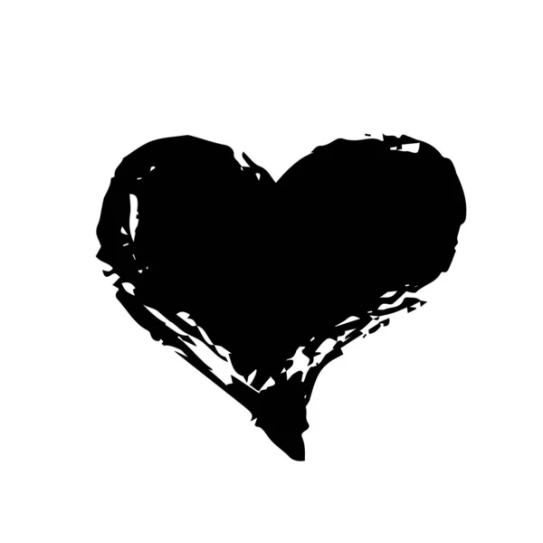 Grunge-Herzsymbol von Hand mit Pinsel bemalt — Stockvektor