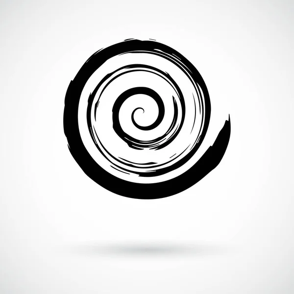 Spiralny wirujący symbol ręcznie malowany pędzlem atramentowym — Wektor stockowy