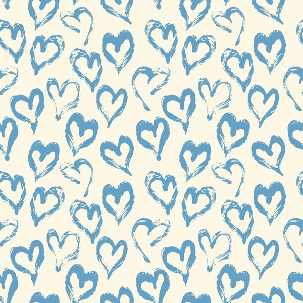 Seamless heart pattern. Hand painted ink brush — Stock Vector