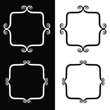 Güzel el çizimi çerçeveler. Mürekkep fırçasının kenarları karalama kaprisleriyle doludur. Bebek partisi, düğün davetiyesi, tebrik kartı ve albüm için grafiksel tasarım unsurları. Doodle vektör illüstrasyonu