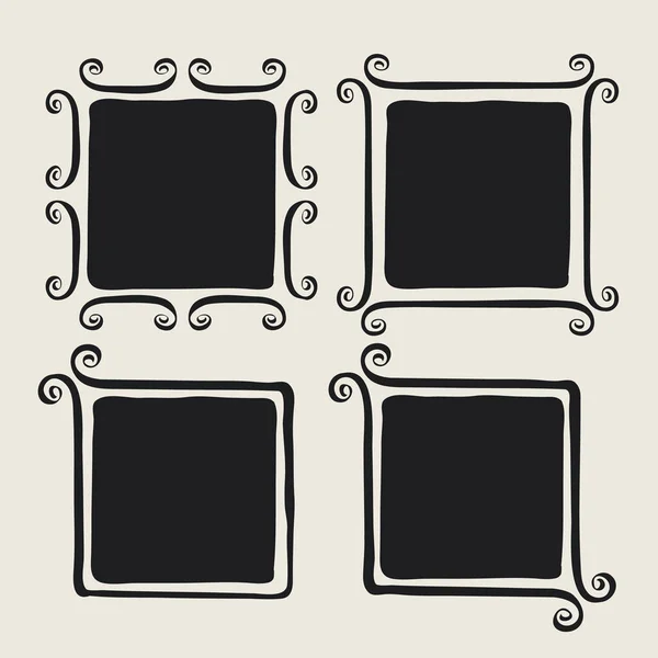 Frames Met Grillige Swash Schattig Met Hand Gemaakt Set Geschilderd — Stockvector