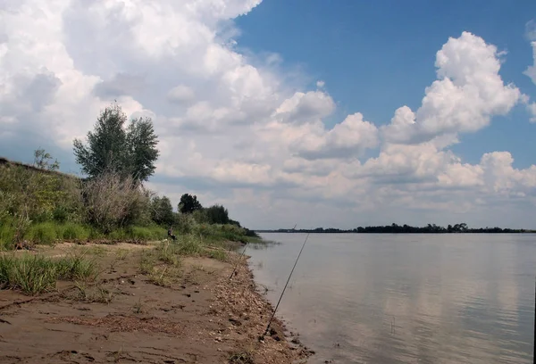 Fishing on the river Irtysh — Stock Photo, Image