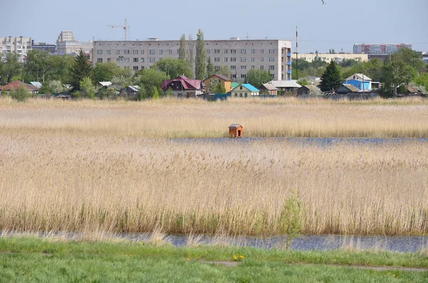 Vue de la ville d'Omsk depuis le port de Park Bird — Photo