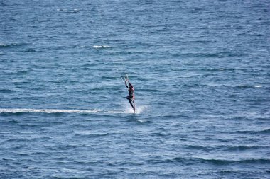 Kitesurfing off the coast of Alushta in Crimea