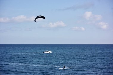 Kitesurfing off the coast of Alushta in Crimea