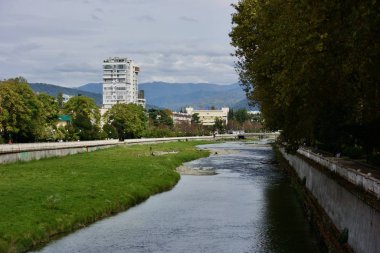 Beautiful view of the river in the center of Sochi