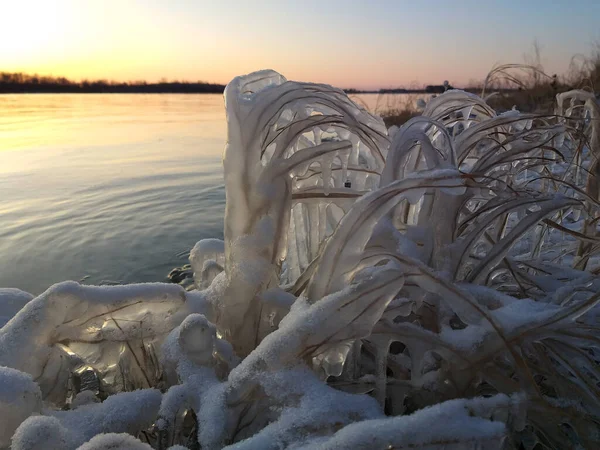 Gelo de outono do rio Irtysh — Fotografia de Stock