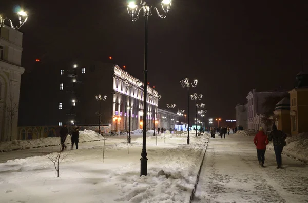 Omsk Russia Jaunary 2020 Winter Night View Museumnaya Street — 图库照片