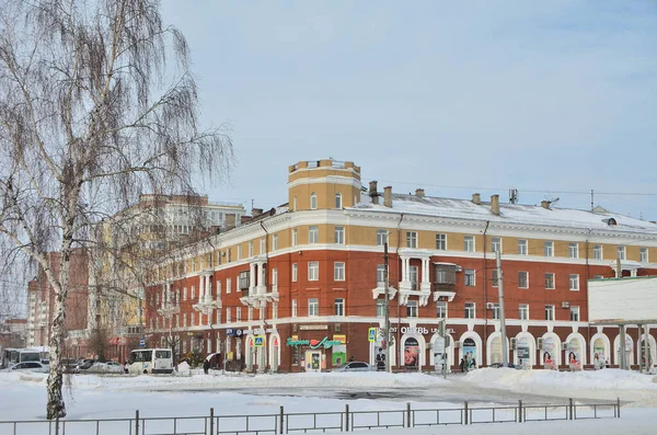 Omsk Russia Febbraio 2020 Bogdan Khmelnitsky Street Omsk Regione Siberiana — Foto Stock