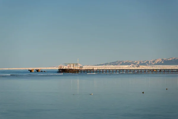 View Distant Pier Tourist Resort Vacation Egypt Summer Vacation Red — Stock Photo, Image