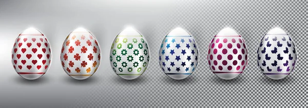 Set Vectores Huevos Pascua Decoración Pascua Aislado Con Luz Transparente Vector de stock