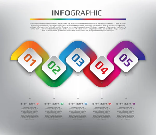 Horizontale Zeitachseninformationsgrafik Mit Quadratischen Elementen Teile Konzept Kann Für Workflow — Stockvektor