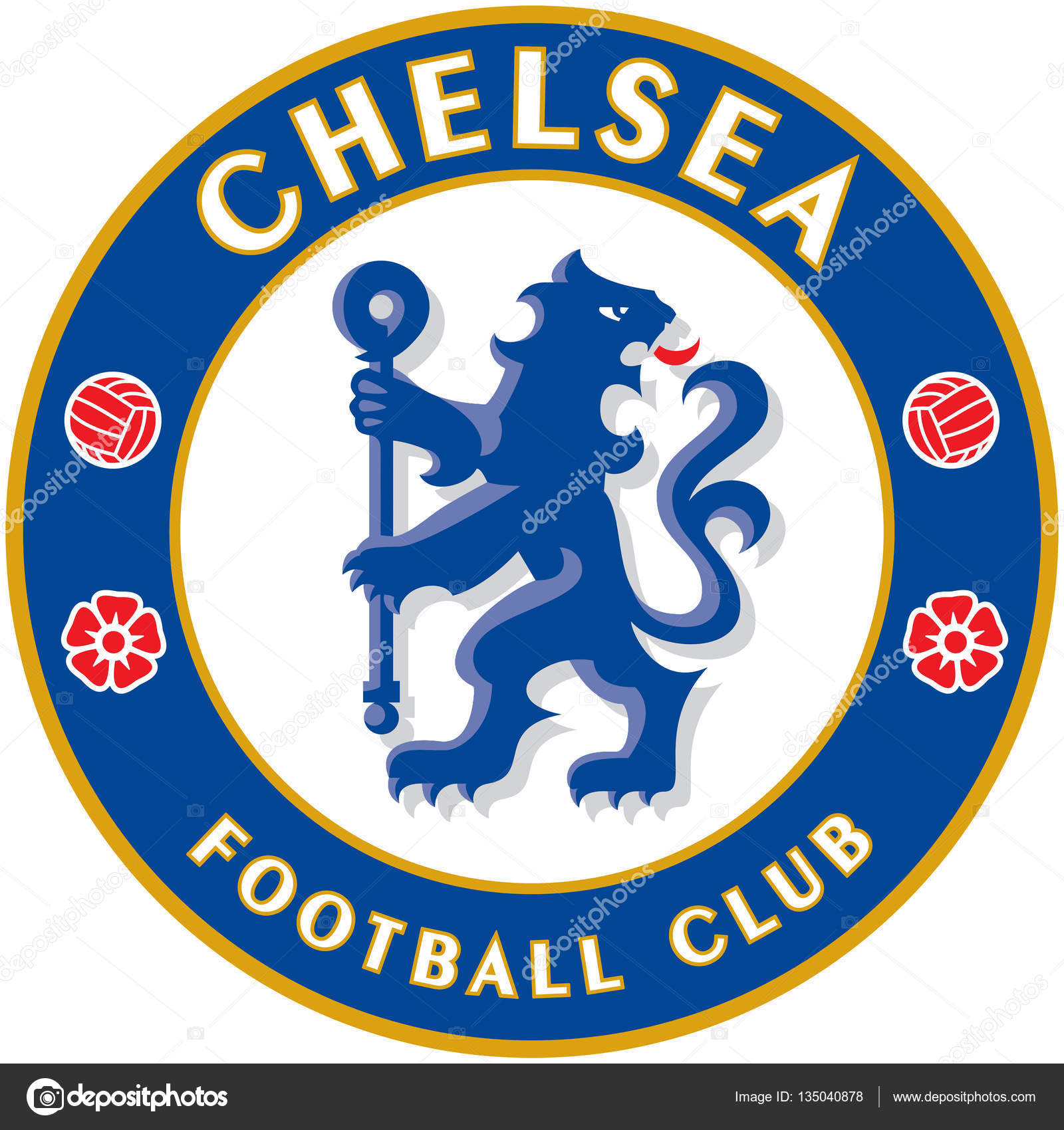 Het embleem van de voetbalclub "Chelsea". Engeland ...