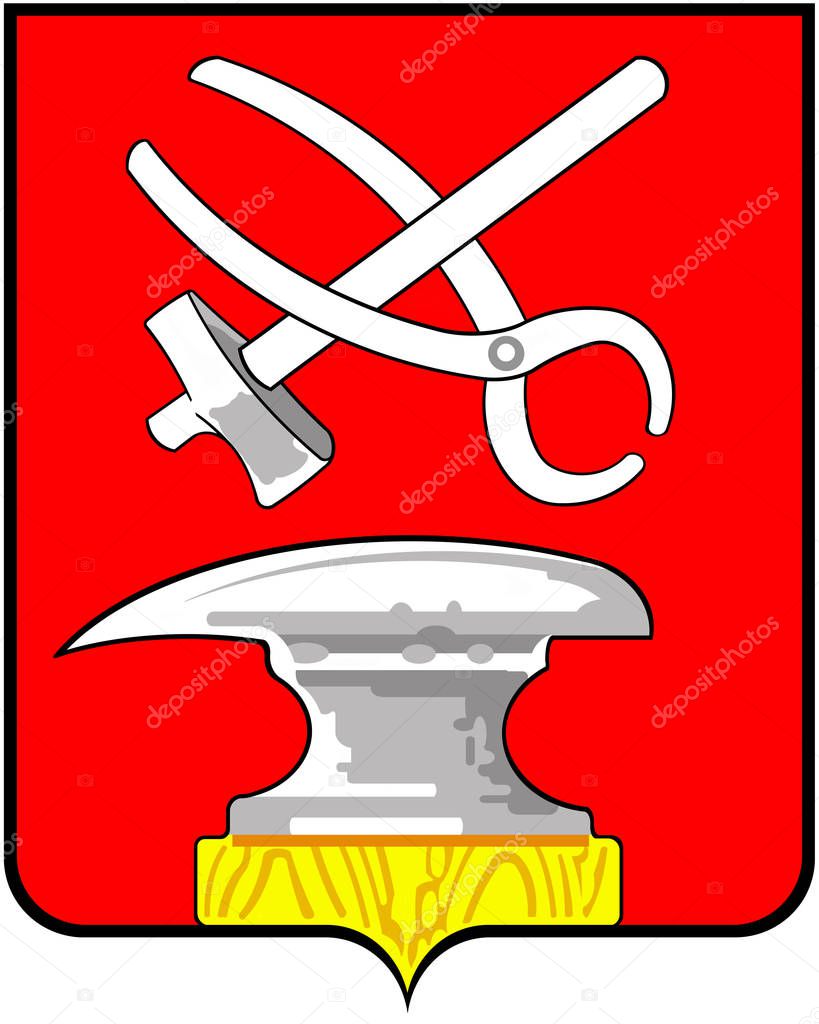 Coat of arms of the city of Kuznetsk. Saratov region