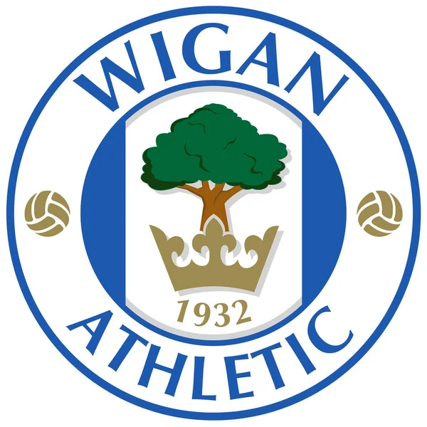 O emblema do clube de futebol "Wigan Athletic". Inglaterra — Fotografia de Stock