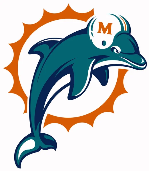 O emblema do clube de futebol "Miami Dolphins". Estados Unidos — Fotografia de Stock