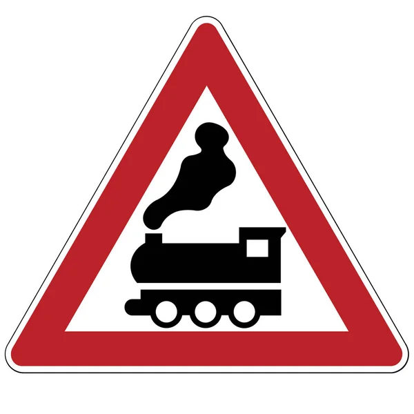 警告标志。铁路道口没有障碍. — 图库照片