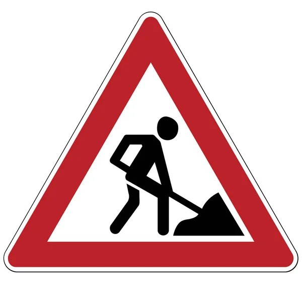 Warning sign. Road works. — Stock Photo, Image
