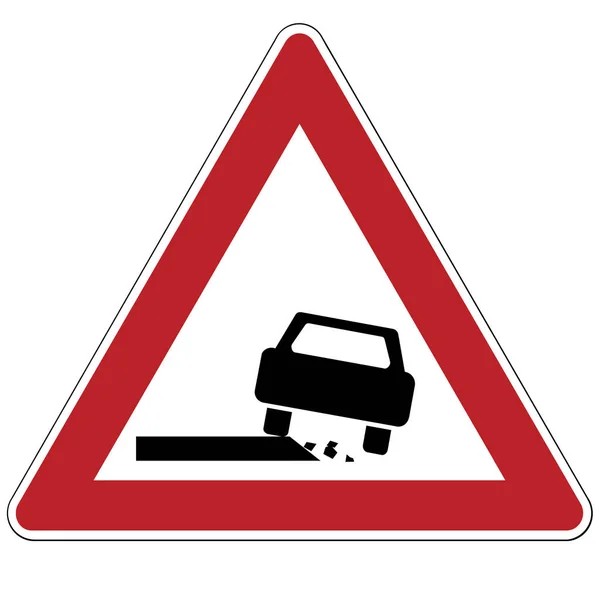 Warning sign. Dangerous roadside — Stock Photo, Image