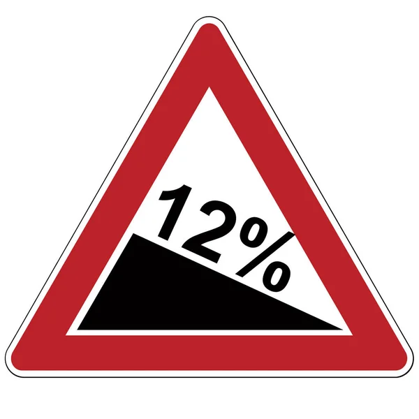 Warning sign. Steep descent — Stock Photo, Image