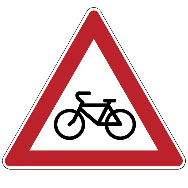 Señal de advertencia. Cruce con carril bici . —  Fotos de Stock