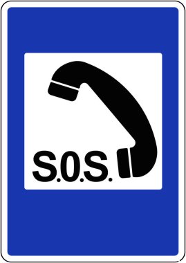 Hizmet markası. Acil telefon numarası. Yol işareti