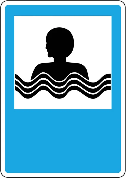 Знак обслуживания. Бассейн или пляж. Дорожный знак. Россия — стоковое фото
