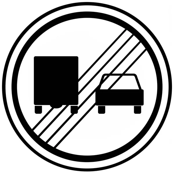 The prohibition sign. The end of the prohibition zone for overtaking trucks. — Stock Photo, Image