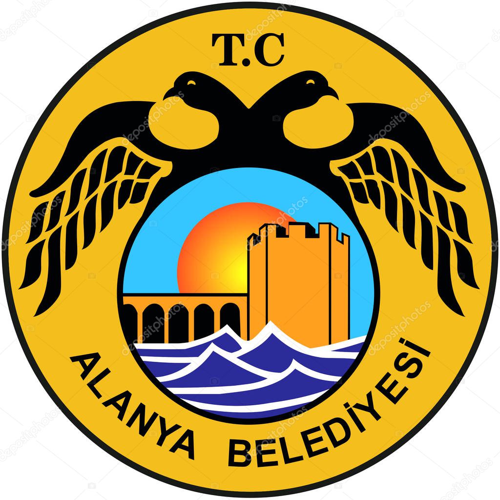 Coat of arms of the city of Alanya. Turkey
