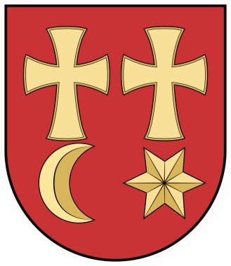 Velke Kapusany şehrinin arması. Slovakya