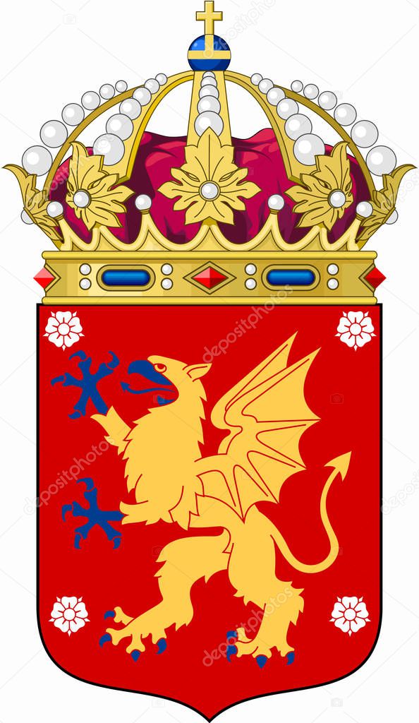 Coat of arms of Lena Ostergotland. Sweden