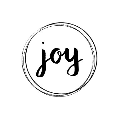 El yazısı Joy. Kaligrafi siyah beyaz tarzı.