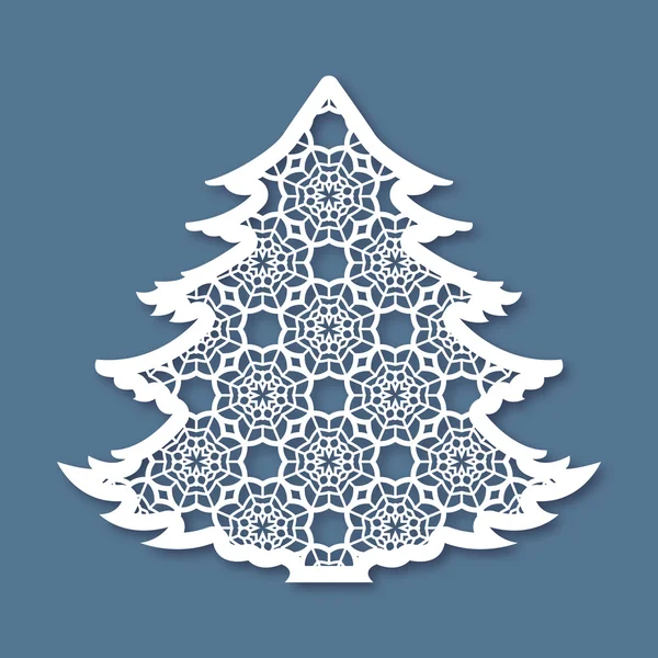 Kerstboom met geometrische patroon. Laser snijden sjabloon — Stockvector