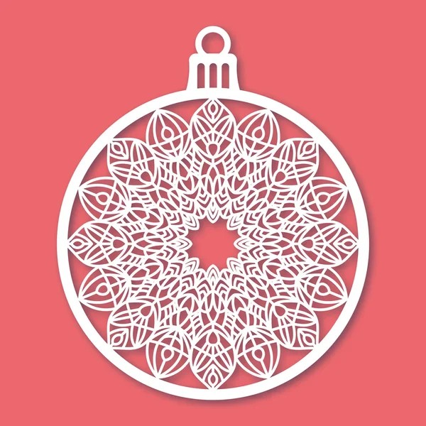 Рождественский бал со снежинкой. Шаблон лазерной резки — стоковый вектор