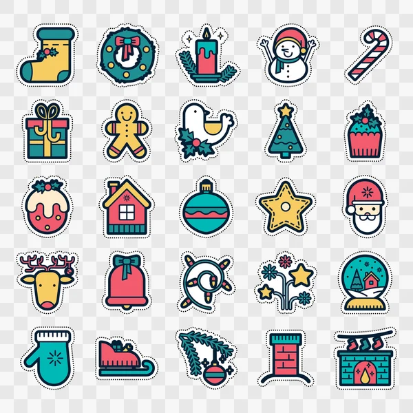 Conjunto de emblemas de patch de moda com elementos de Natal - veado, wr — Vetor de Stock