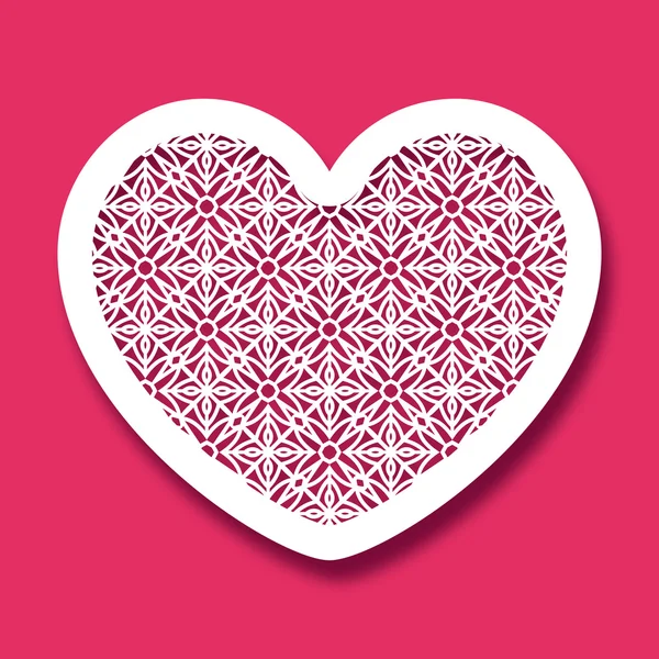 Valentine heart with geometric pattern. Laser Cutting template — Stock Vector