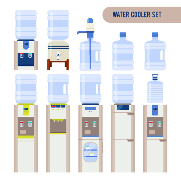 set with water coolers and bottles