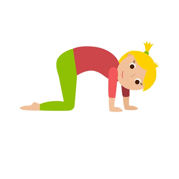 Flickor och pojkar gör yoga. Söt yoga kids set. — Stock vektor