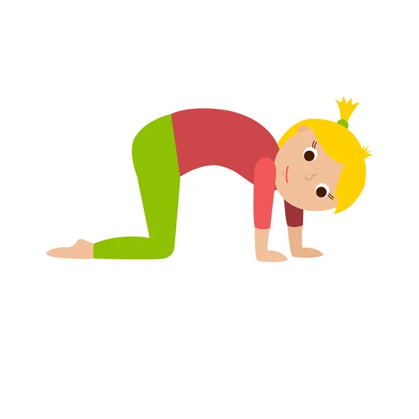 Chicas y chicos haciendo yoga. Lindo conjunto de niños yoga . — Vector de stock